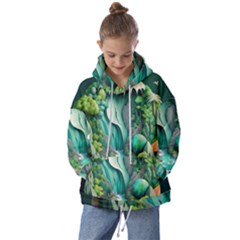 Waterfall Jungle Nature Paper Craft Trees Tropical Kids  Oversized Hoodie