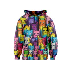 Cats Rainbow Pattern Colorful Feline Pets Kids  Pullover Hoodie by Ravend