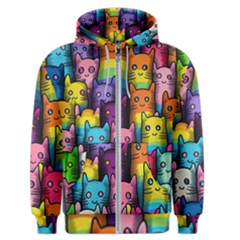 Cats Rainbow Pattern Colorful Feline Pets Men s Zipper Hoodie by Ravend