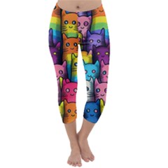 Cats Rainbow Pattern Colorful Feline Pets Capri Winter Leggings  by Ravend