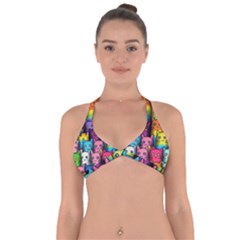 Cats Rainbow Pattern Colorful Feline Pets Halter Neck Bikini Top by Ravend