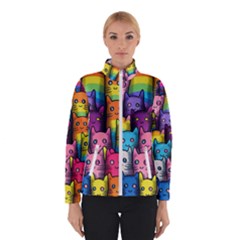 Cats Rainbow Pattern Colorful Feline Pets Women s Bomber Jacket by Ravend