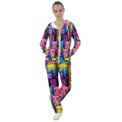 Cats Rainbow Pattern Colorful Feline Pets Women s Tracksuit by Ravend