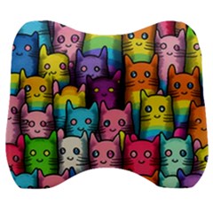 Cats Rainbow Pattern Colorful Feline Pets Velour Head Support Cushion by Ravend