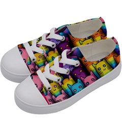 Cats Rainbow Pattern Colorful Feline Pets Kids  Low Top Canvas Sneakers by Ravend