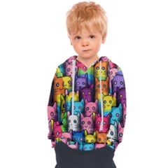 Cats Rainbow Pattern Colorful Feline Pets Kids  Overhead Hoodie by Ravend