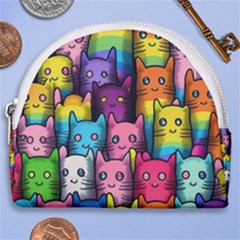 Cats Rainbow Pattern Colorful Feline Pets Horseshoe Style Canvas Pouch by Ravend