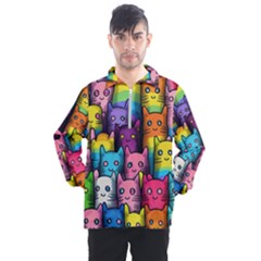 Cats Rainbow Pattern Colorful Feline Pets Men s Half Zip Pullover by Ravend