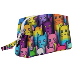 Cats Rainbow Pattern Colorful Feline Pets Wristlet Pouch Bag (large)