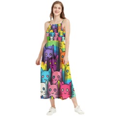 Cats Rainbow Pattern Colorful Feline Pets Boho Sleeveless Summer Dress by Ravend