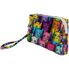 Cats Rainbow Pattern Colorful Feline Pets Wristlet Pouch Bag (small) by Ravend