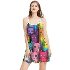 Cats Rainbow Pattern Colorful Feline Pets Summer Frill Dress by Ravend