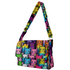 Cats Rainbow Pattern Colorful Feline Pets Full Print Messenger Bag (l) by Ravend