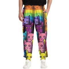 Cats Rainbow Pattern Colorful Feline Pets Men s Elastic Waist Pants by Ravend