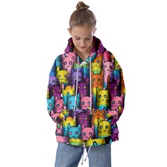 Cats Rainbow Pattern Colorful Feline Pets Kids  Oversized Hoodie by Ravend