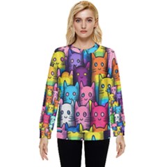 Cats Rainbow Pattern Colorful Feline Pets Hidden Pocket Sweatshirt by Ravend