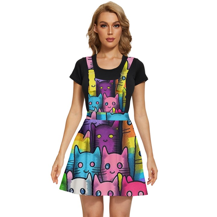 Cats Rainbow Pattern Colorful Feline Pets Apron Dress