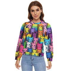 Cats Rainbow Pattern Colorful Feline Pets Women s Long Sleeve Raglan Tee