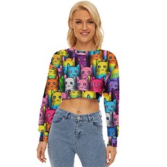 Cats Rainbow Pattern Colorful Feline Pets Lightweight Long Sleeve Sweatshirt by Ravend