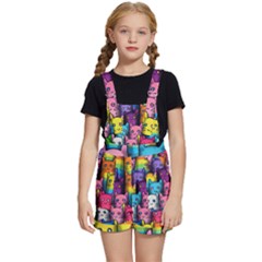 Cats Rainbow Pattern Colorful Feline Pets Kids  Short Overalls by Ravend