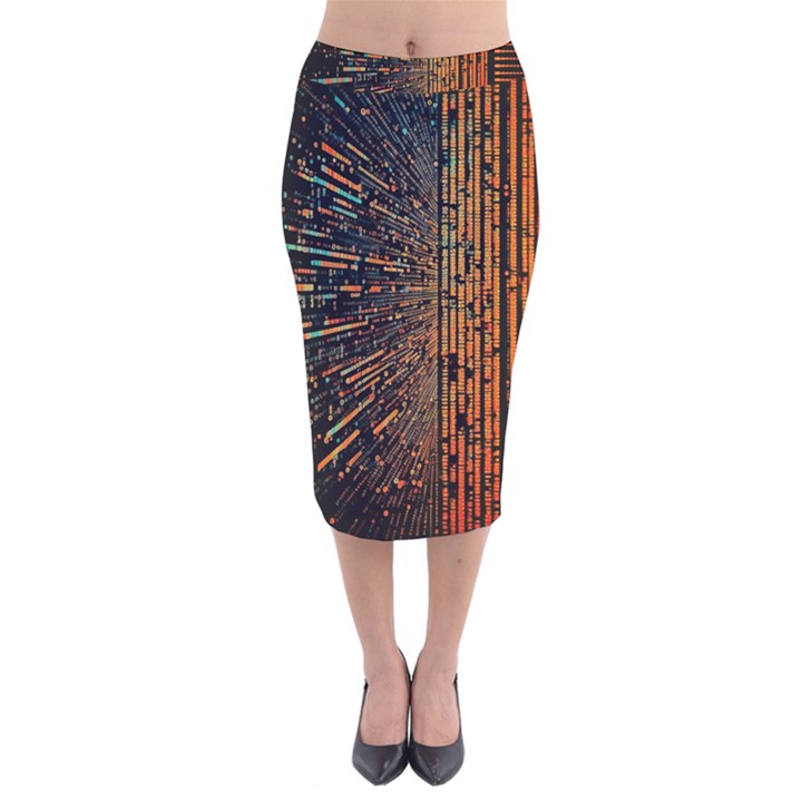 Data Abstract Abstract Background Background Velvet Midi Pencil Skirt