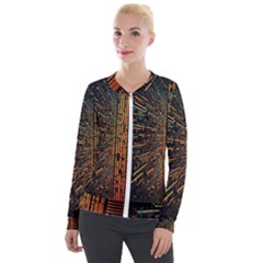 Data Abstract Abstract Background Background Velvet Zip Up Jacket by Ravend