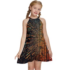 Data Abstract Abstract Background Background Kids  Halter Collar Waist Tie Chiffon Dress