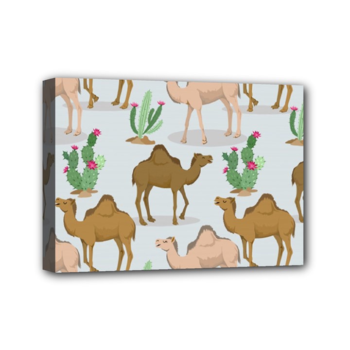 Camels-cactus-desert-pattern Mini Canvas 7  x 5  (Stretched)