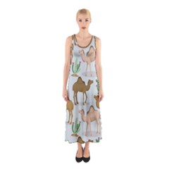 Camels-cactus-desert-pattern Sleeveless Maxi Dress by Salman4z