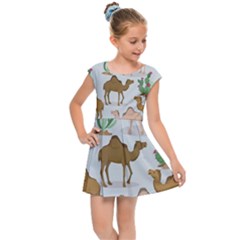 Camels-cactus-desert-pattern Kids  Cap Sleeve Dress by Salman4z