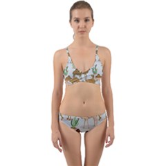 Camels-cactus-desert-pattern Wrap Around Bikini Set by Salman4z