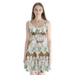 Camels-cactus-desert-pattern Split Back Mini Dress  by Salman4z