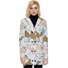 Camels-cactus-desert-pattern Button Up Hooded Coat  by Salman4z