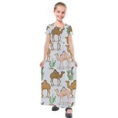 Camels-cactus-desert-pattern Kids  Short Sleeve Maxi Dress by Salman4z