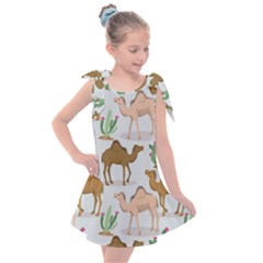 Camels-cactus-desert-pattern Kids  Tie Up Tunic Dress by Salman4z