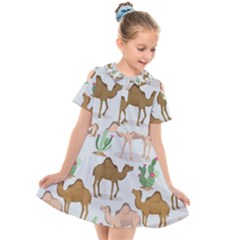 Camels-cactus-desert-pattern Kids  Short Sleeve Shirt Dress by Salman4z