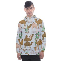 Camels-cactus-desert-pattern Men s Front Pocket Pullover Windbreaker