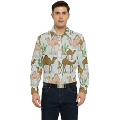 Camels-cactus-desert-pattern Men s Long Sleeve Pocket Shirt  by Salman4z