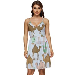 Camels-cactus-desert-pattern V-neck Pocket Summer Dress  by Salman4z