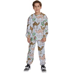 Camels-cactus-desert-pattern Kids  Sweatshirt Set