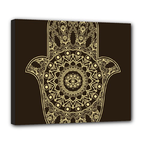 Hamsa-hand-drawn-symbol-with-flower-decorative-pattern Deluxe Canvas 24  X 20  (stretched) by Salman4z