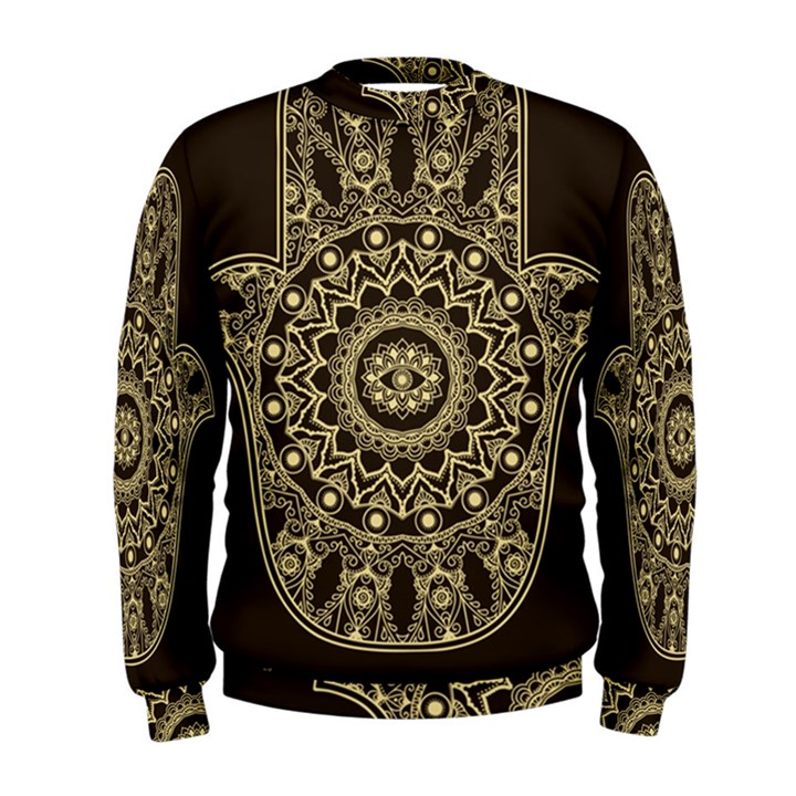 Hamsa-hand-drawn-symbol-with-flower-decorative-pattern Men s Sweatshirt