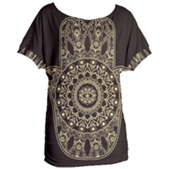 Hamsa-hand-drawn-symbol-with-flower-decorative-pattern Women s Oversized Tee by Salman4z