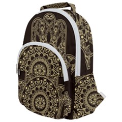 Hamsa-hand-drawn-symbol-with-flower-decorative-pattern Rounded Multi Pocket Backpack by Salman4z