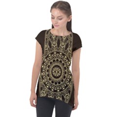 Hamsa-hand-drawn-symbol-with-flower-decorative-pattern Cap Sleeve High Low Top by Salman4z