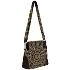 Hamsa-hand-drawn-symbol-with-flower-decorative-pattern Zipper Messenger Bag by Salman4z