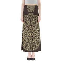 Hamsa-hand-drawn-symbol-with-flower-decorative-pattern Full Length Maxi Skirt by Salman4z