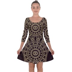 Hamsa-hand-drawn-symbol-with-flower-decorative-pattern Quarter Sleeve Skater Dress by Salman4z