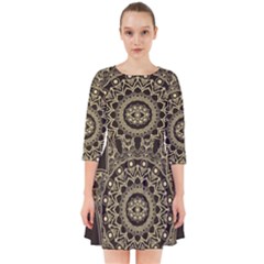 Hamsa-hand-drawn-symbol-with-flower-decorative-pattern Smock Dress by Salman4z