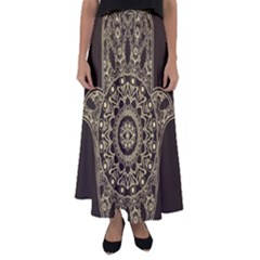 Hamsa-hand-drawn-symbol-with-flower-decorative-pattern Flared Maxi Skirt by Salman4z